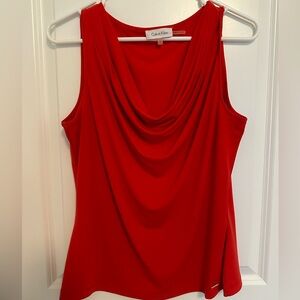 Red Cowl Neck Calvin Klein Tank Top